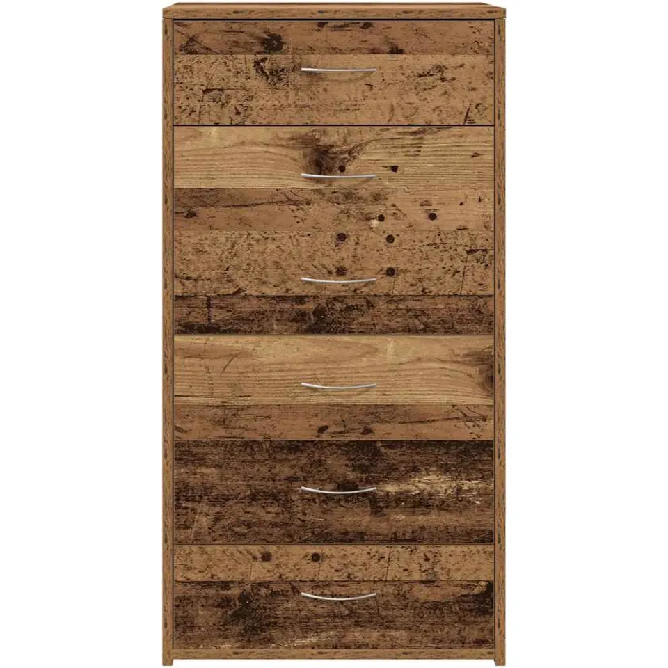 vidaXL Dressoir met 6 lades 50x34x96 cm bewerkt hout oud houtkleurig bruin, foto 4