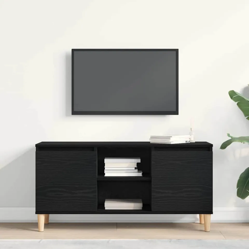 vidaXL TV-kast 102 x 35 x 50 cm Zwart Eiken Bewerkt hout, foto 4
