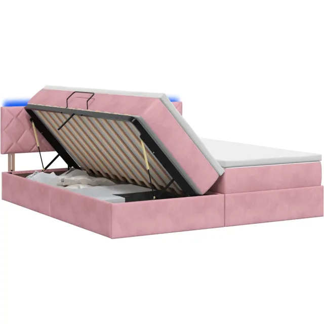 vidaXL LED Opslagbed met Matras Roze 180 x 200 cm Fluweel