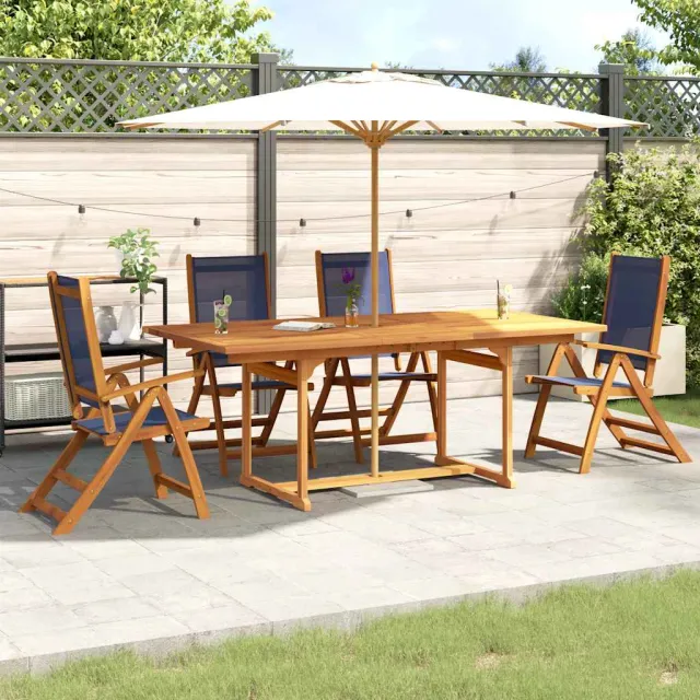 vidaXL 5-delige Tuinset massief acaciahout en textileen bruin, foto 2