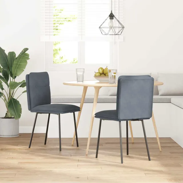 vidaXL Eetkamerstoelen 2 st fluweel donkergrijs grijs, foto 2