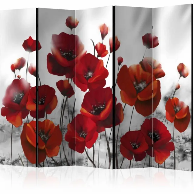 karo-art Vouwscherm / Kamerscherm - Klaprozen 225x172cm , gemonteerd geleverd, dubbelzijdig geprint Multikleur