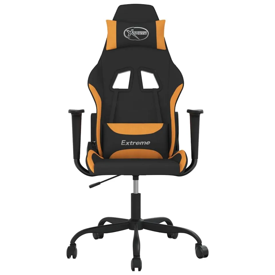 vidaXL Massage gamestoel stof zwart en oranje
