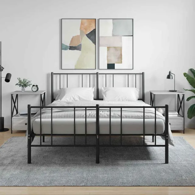 vidaXL Nachtkastjes 2 st 50x41x65 cm bewerkt hout grijs sonoma eiken, foto 2