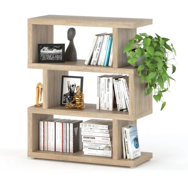 AZ-Home Boekenkast Fatt 3 - Opbergkast - Vakkenkast - 3 open vakken - Licht eiken - 100x115x38 cm