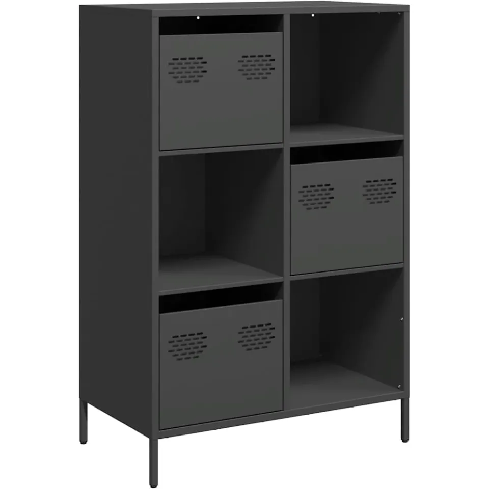 vidaXL Hoge kast 68x39x103,5 cm staal zwart, foto 3