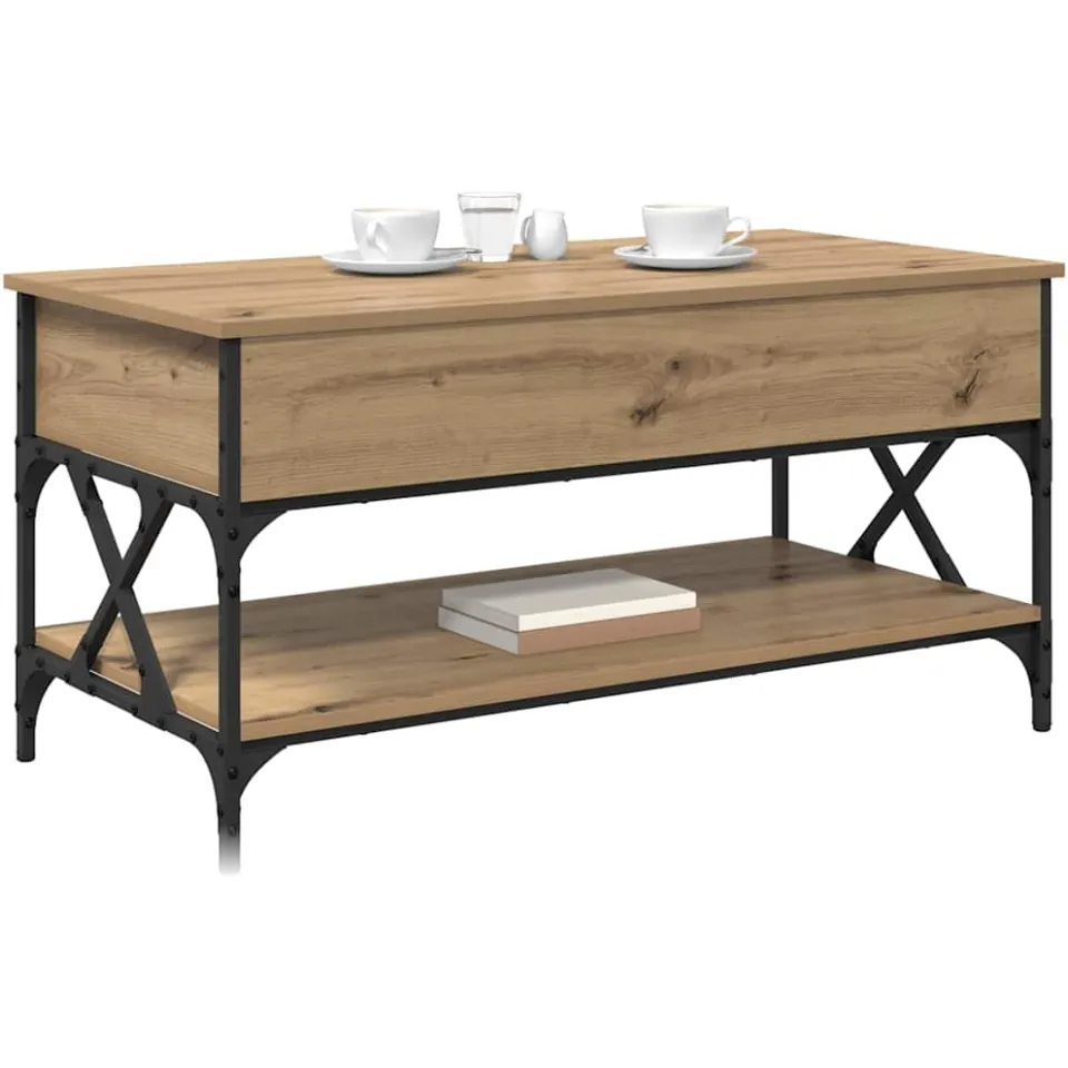 vidaXL Salontafel Artisan Eiken 100 x 50 x 50 cm Bewerkt hout Bruin