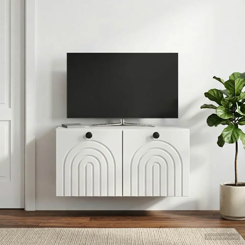vidaXL Wandbeugel TV-kast Wit 59,5 x 31 x 30 cm Bewerkt hout, foto 4