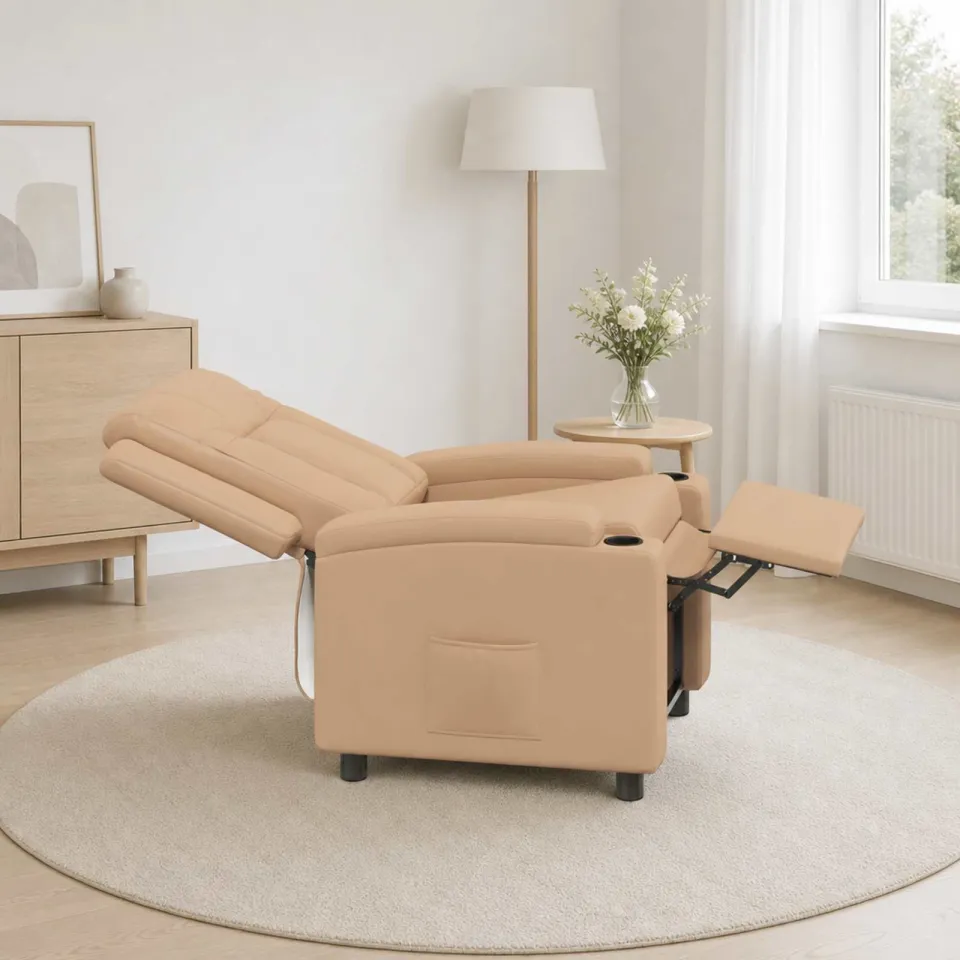 vidaXL Ligstoel Cappuccino 75 x 95 x 100 cm Stof tan, foto 3