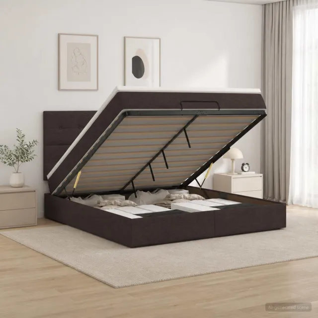 vidaXL Ottoman bed met matras Donkerbruin 140 x 200 cm Stof