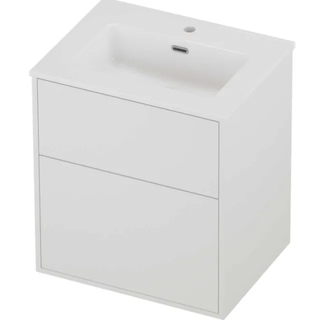 Proline Tribute Badmeubelset Porselein Elegant In Kader 60x46x67 cm Glans Wit Mat White Mat Wit