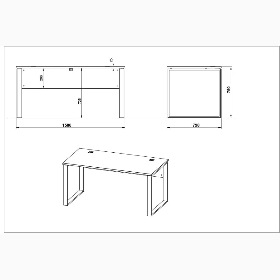 Bureau Kreta 158 CM wit, foto 2