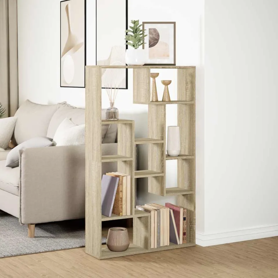 vidaXL Boekenkast 72x20x120,5 cm bewerkt hout sonoma eikenkleurig, foto 3