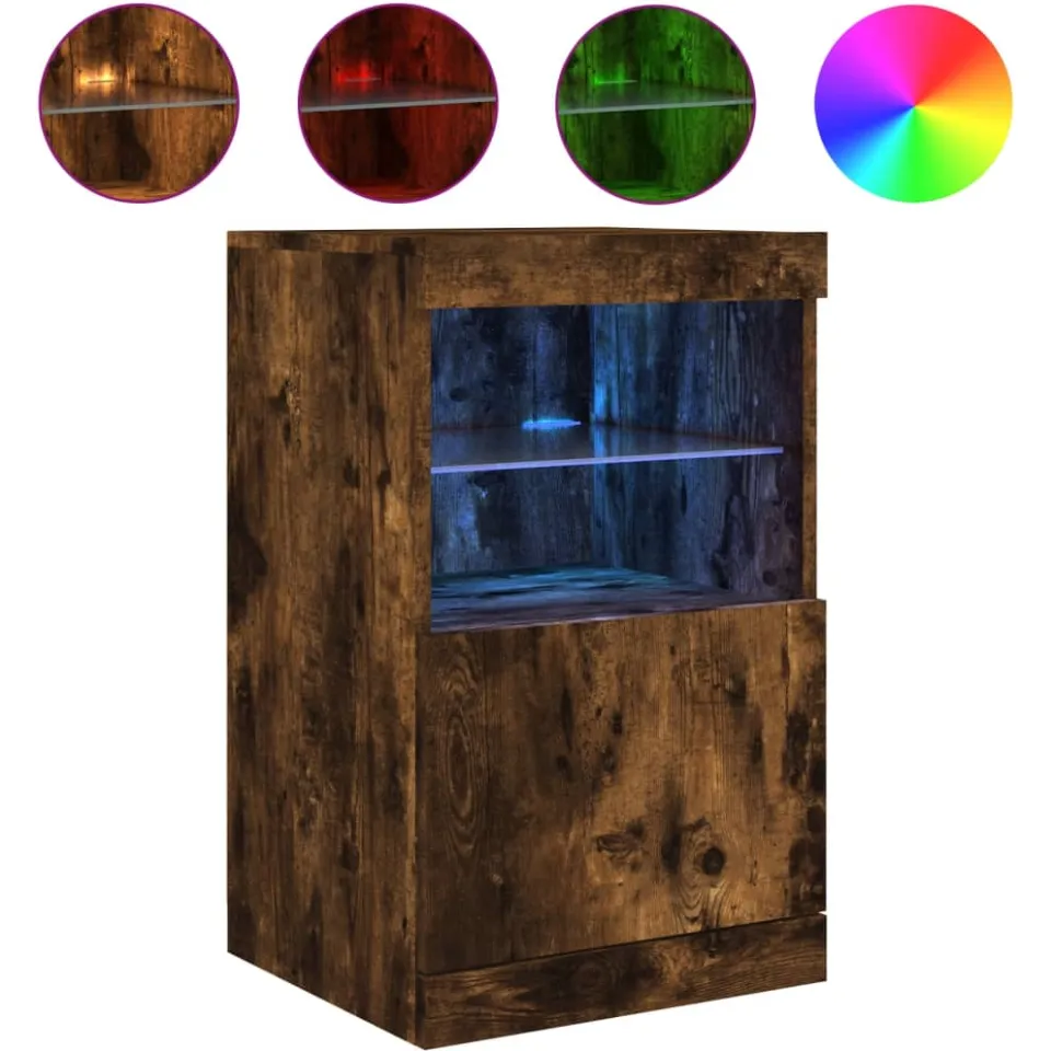 vidaXL Dressoir met LED-verlichting 41x37x67 cm gerookt eikenkleurig, foto 4