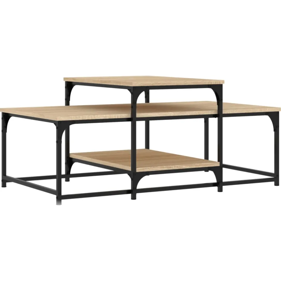vidaXL Salontafel 102x60x45 cm bewerkt hout sonoma eikenkleurig, foto 3