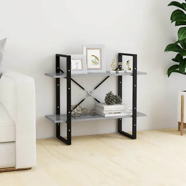 vidaXL Boekenkast met 2 schappen 80x30x70 cm bewerkt hout betongrijs grijs, foto 2