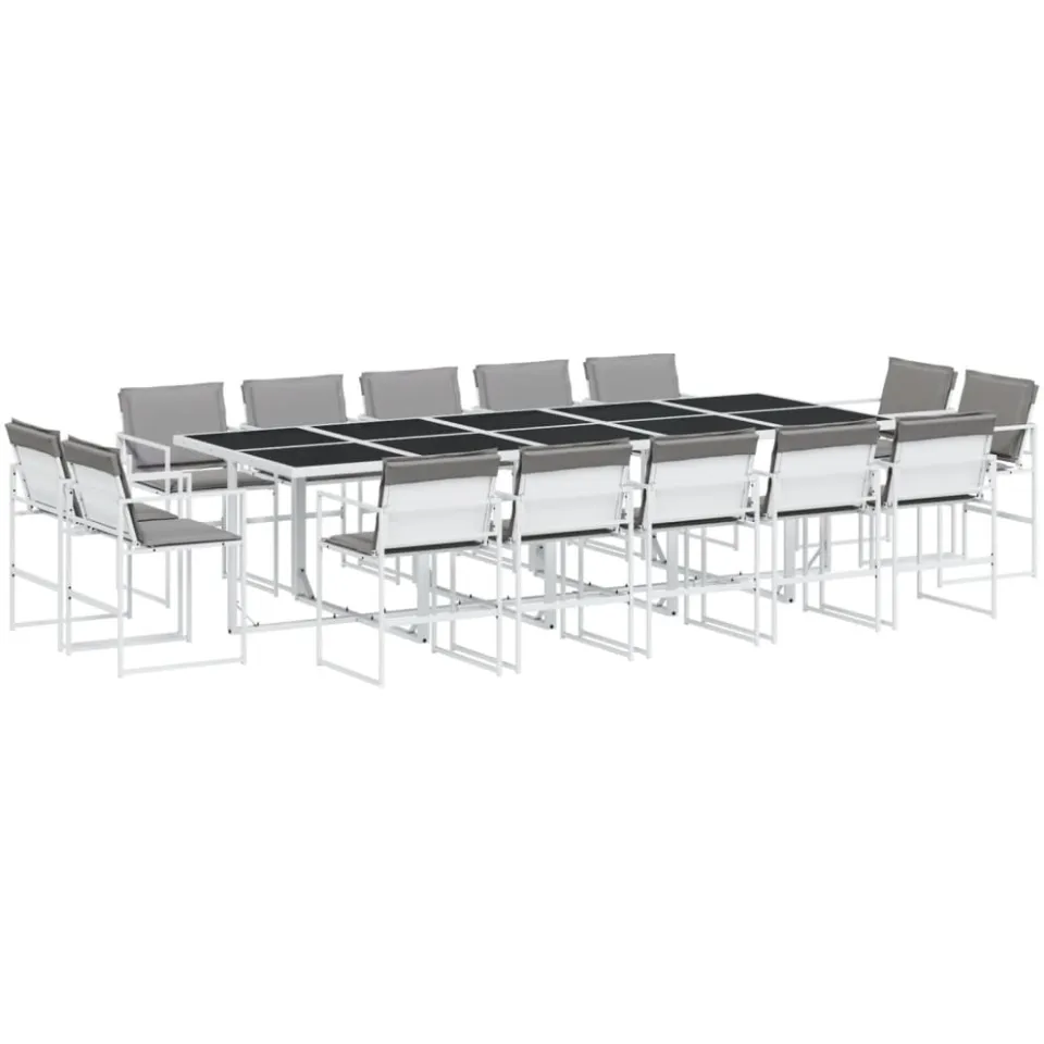 vidaXL 15-delige Tuinset met kussens textileen wit