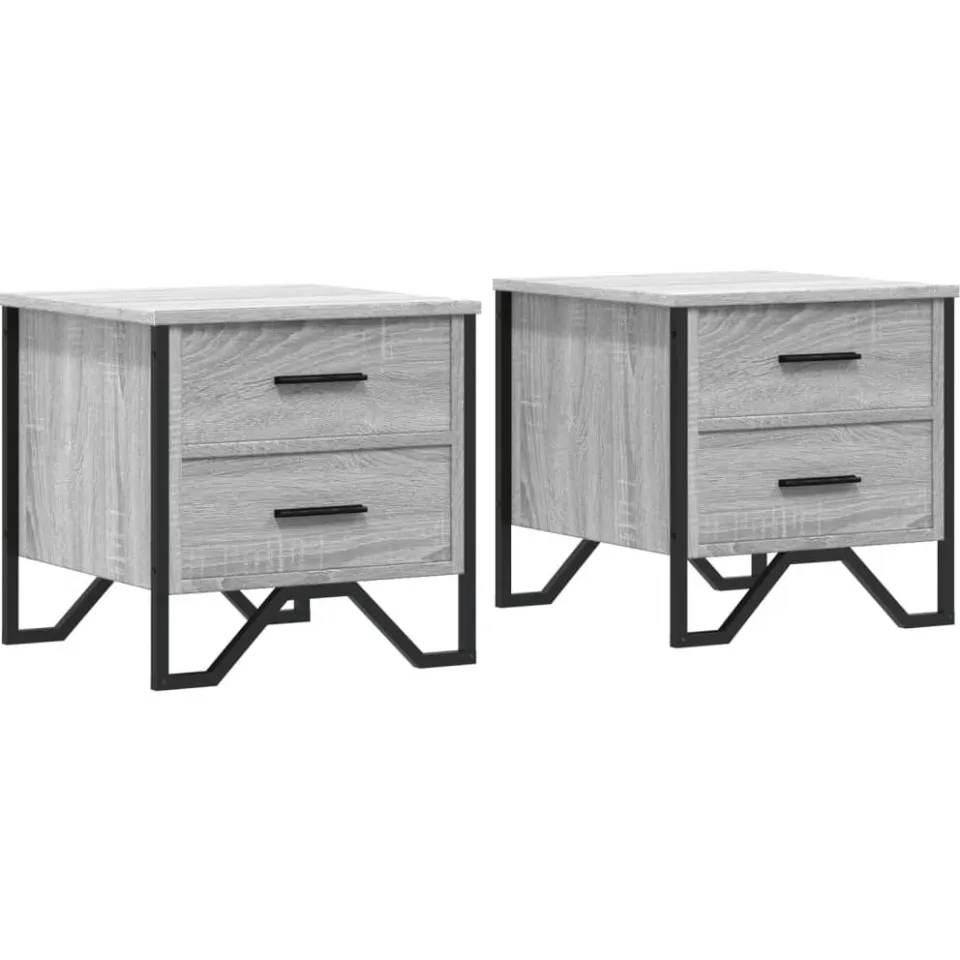 vidaXL Nachtkastjes 2 st 40x41x40 cm bewerkt hout grijs sonoma eiken