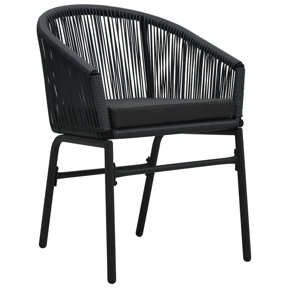 vidaXL 3-delige Bistroset met kussens PE-rattan zwart, foto 3