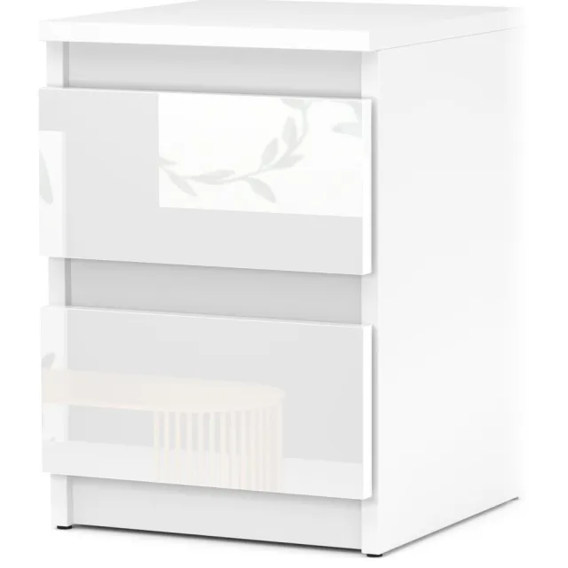 Stiv-Meble Nachtkastje Wit Hoogglans 2 Lades 30cm - Slaapkamer Meubel