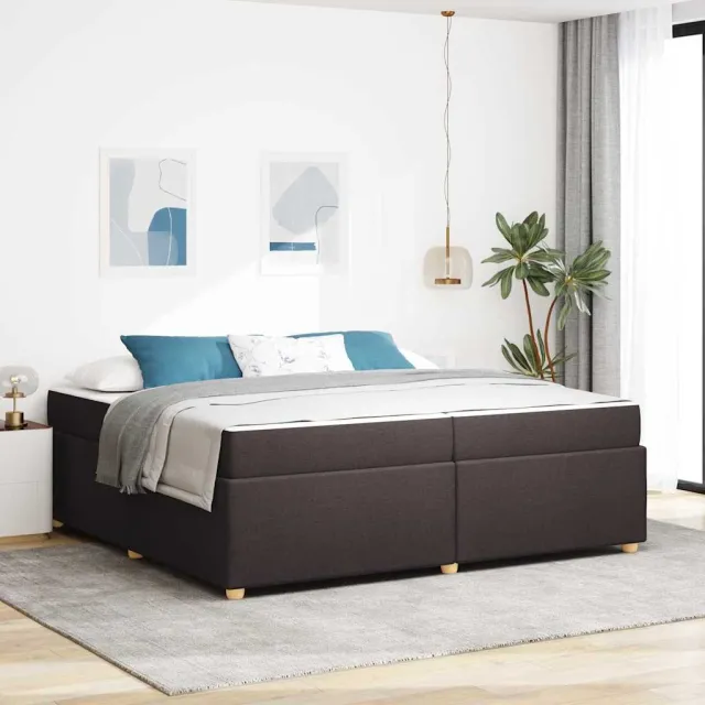 vidaXL Bedframe met matras Donkerbruin 200 x 200 cm Stof