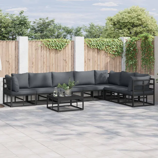 vidaXL Tuinbankenset 8 st Zwart Aluminium, foto 2