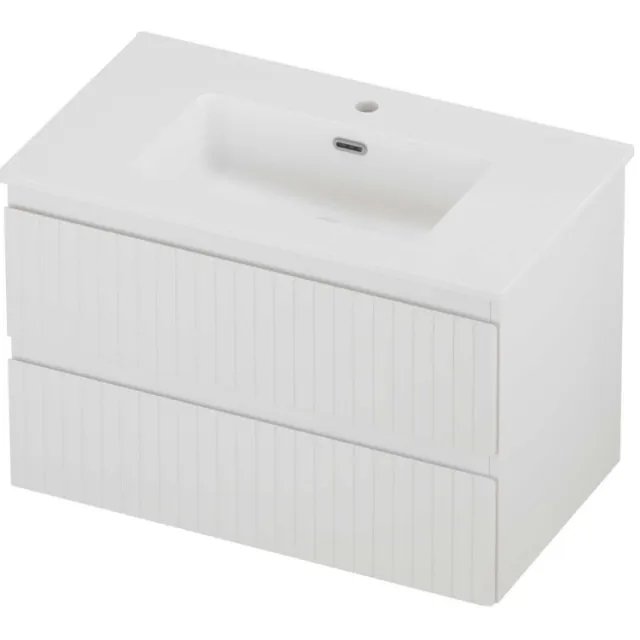 Proline Tribute Badmeubelset Porselein Elegant 1 Kraangat Gefreesd 80x46x54 cm Mat White Mat Wit