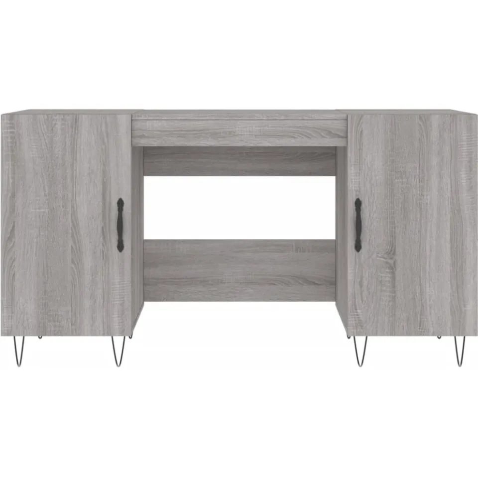 vidaXL Bureau 140x50x75 cm bewerkt hout grijs sonoma eikenkleurig, foto 4