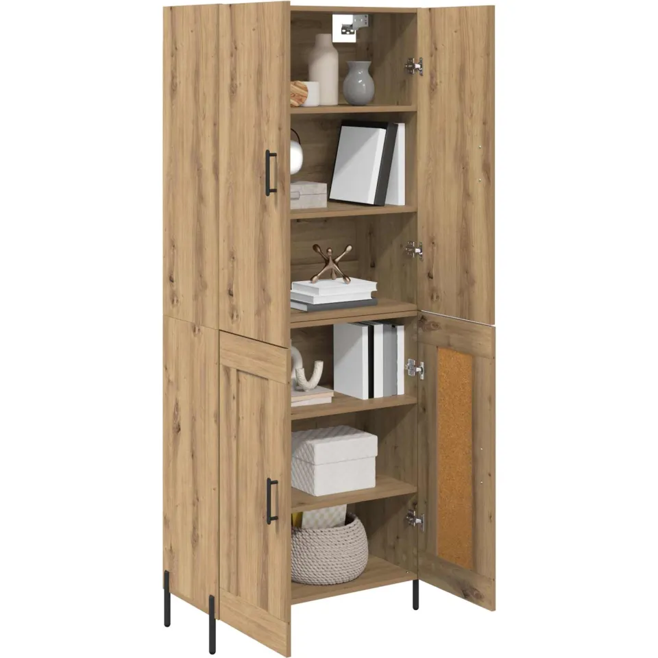 vidaXL Highboard Artisan Eiken 69,5 x 34 x 180 cm Bewerkt hout Bruin