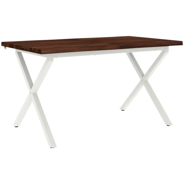 vidaXL Eettafel - met - levendige - rand - 140 - x - 70 - x - 75 - cm Donkerbruin