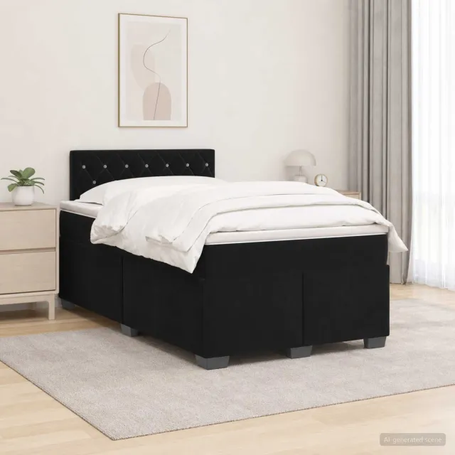 vidaXL Boxspring Bed met Matras en LED Zwart 120 x 190 cm fluweel