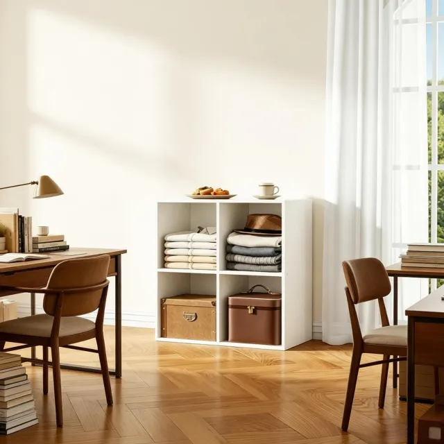 CHICFURN Boekenkast 59,6 cm - 4 vakken - Open - Vrijstaand - Wit