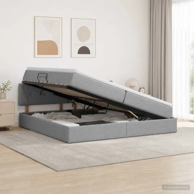 vidaXL Opbergbed met matras Lichtgrijs 200 x 200 cm fluweel