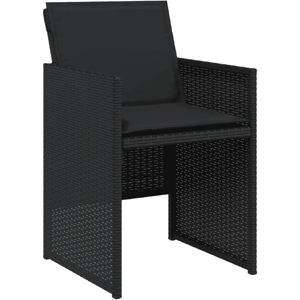 vidaXL 11-delige Tuinset met kussens poly rattan zwart