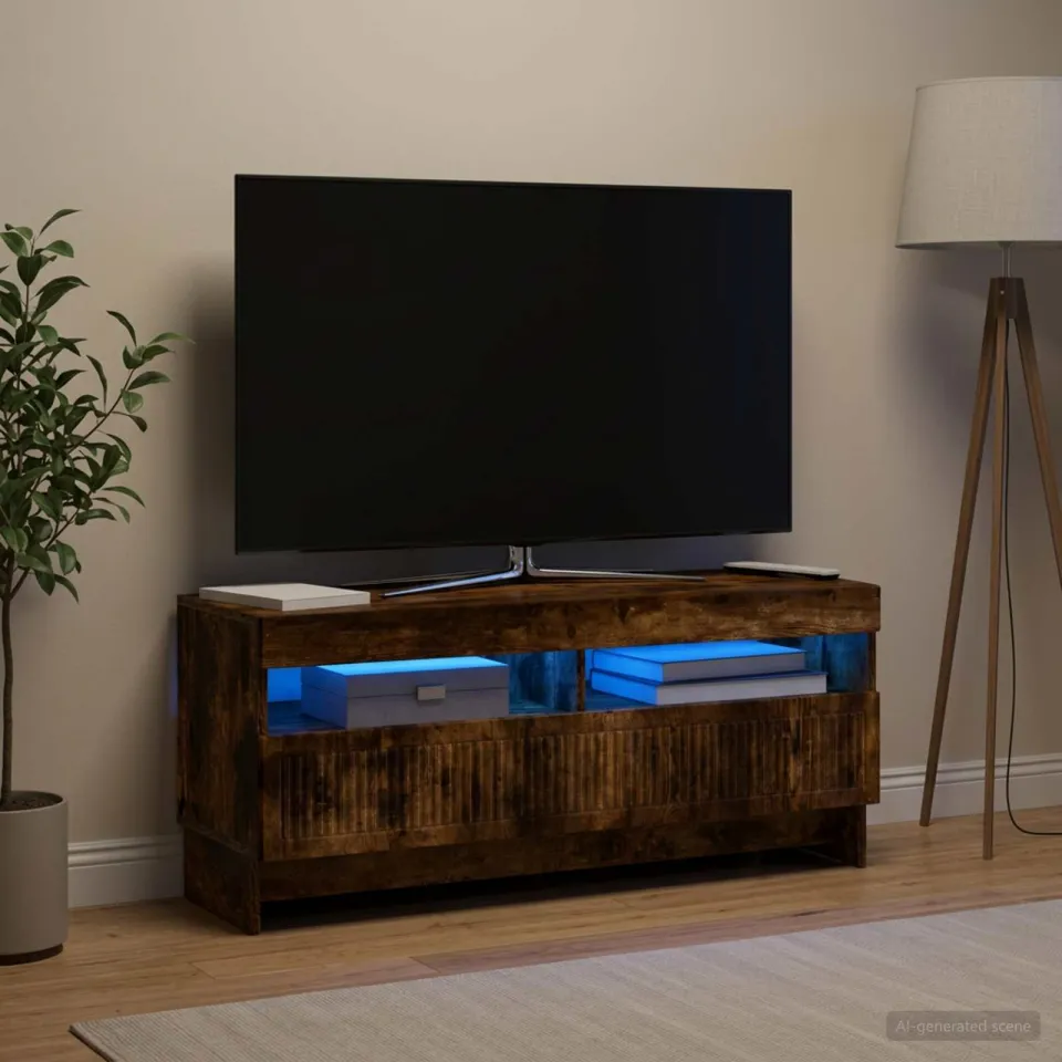 vidaXL LED tv-meubel EDE 100 x 35 x 43 cm Gerookt eiken Bewerkt hout, foto 4