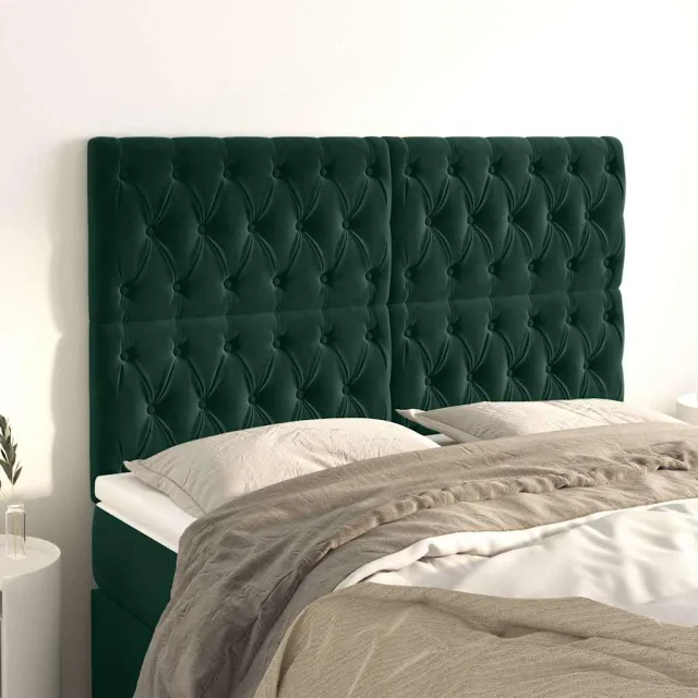 vidaXL Hoofdbord donkergroen 144x7x118/128 cm fluweel
