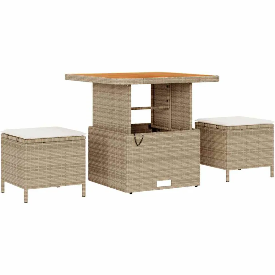 vidaXL Tuin Sofa Set met kussen met opslag 10 pcs Beige poly rattan, foto 4
