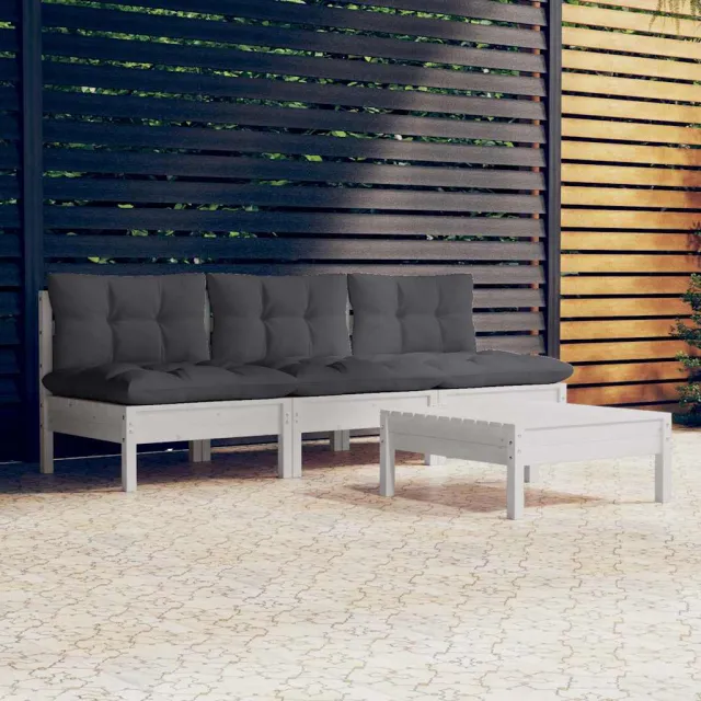 vidaXL 4-delige Loungeset met antracietkleurige kussens grenenhout, foto 2