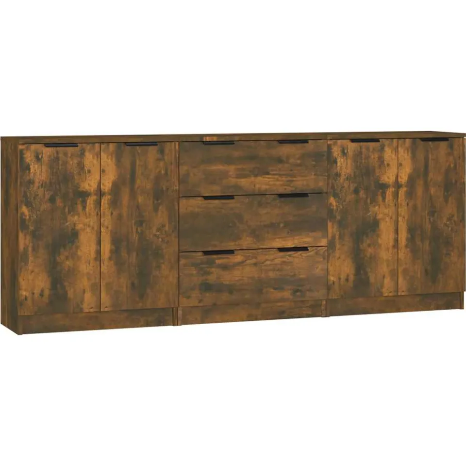 vidaXL 3-delige Dressoirs bewerkt hout gerookt eiken, foto 3