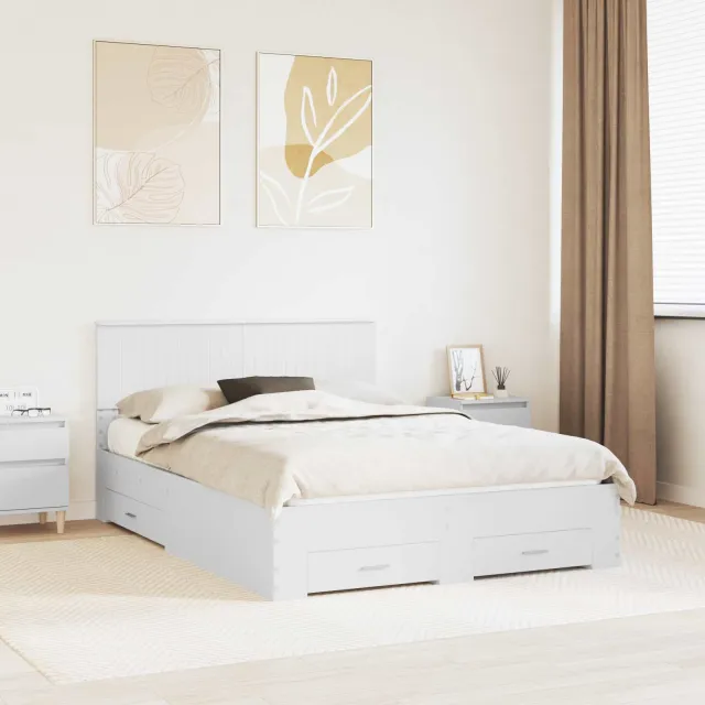 vidaXL Bedframe met lade met hoofdeinde Wit 140 x 190 cm Bewerkt hout