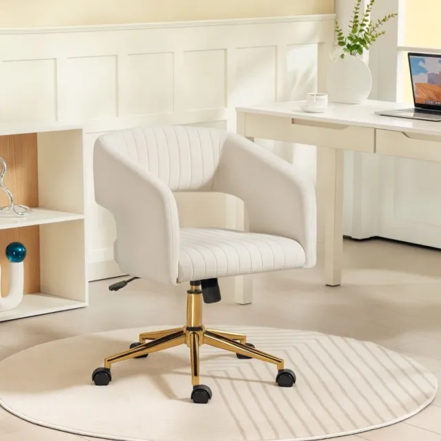 COVREO Bureaustoel 61 x 62 x 84 cm, cream white, velvet, hoogteverstelbaar Crèmewit