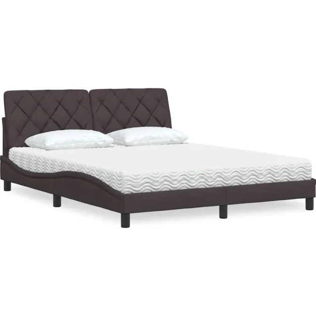 vidaXL Bed met matras stof donkerbruin 160x200 cm