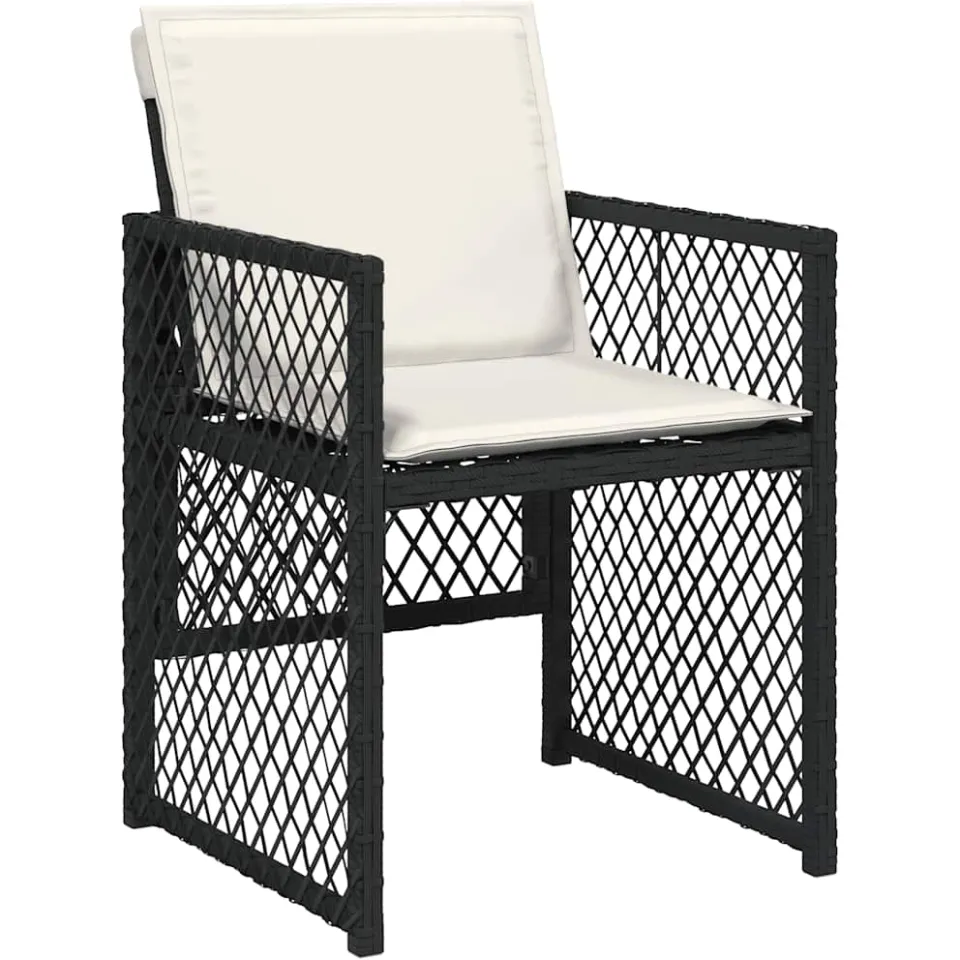 vidaXL 17-delige Tuinset met kussens poly rattan zwart