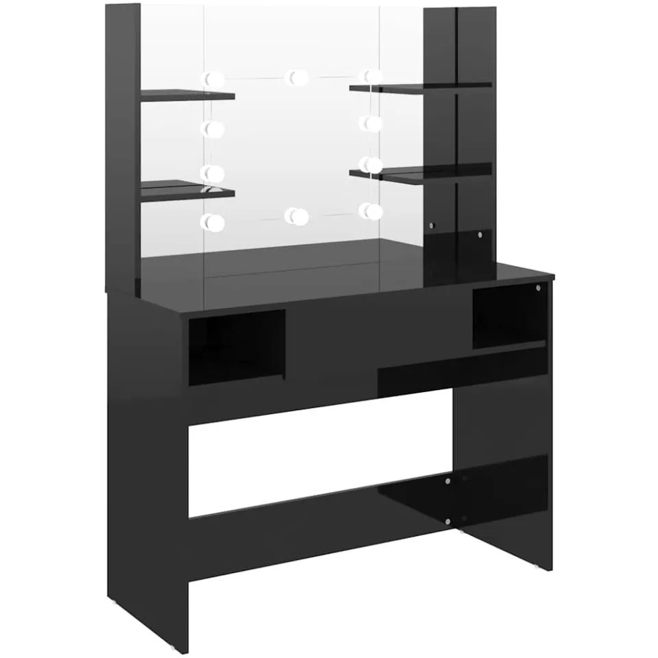 vidaXL Kaptafel met LED-verlichting 100x40x135 cm MDF glanzend zwart, foto 3