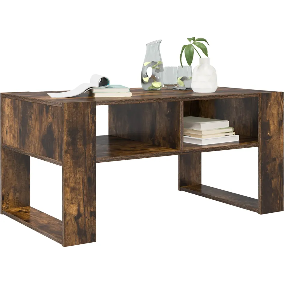 vidaXL Salontafel Gerookt eiken 92 x 53 x 45 cm Bewerkt hout, foto 3