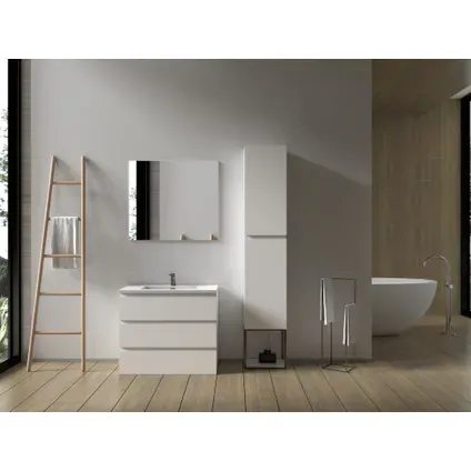 AquaVive - Praxis Eigen Merk Aquazuro Wastafelonderkast Napoli 90cm - Hoogglans Wit - Met 3 Lades, foto 2