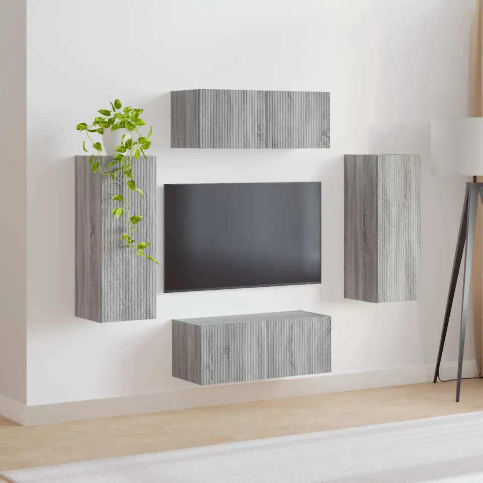vidaXL TV Wandkast Set 4 st Grijs Sonoma Bewerkt hout, foto 4