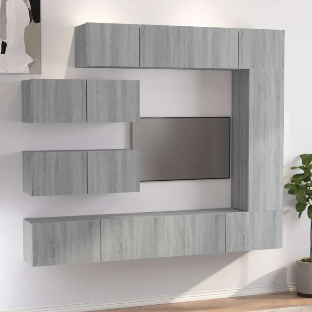 vidaXL 7-delige Tv-meubelset bewerkt hout grijs sonoma eikenkleurig, foto 2