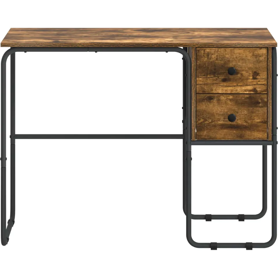 vidaXL Bureau met opbergruimte Gerookt eiken 100 x 50 x 75 cm, foto 4