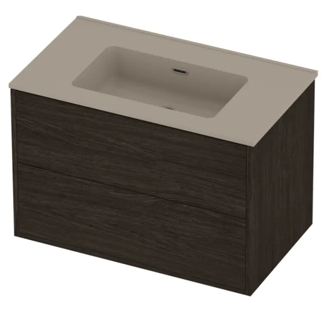 Proline Tribute Badmeubelset Porselein Elegant 2 Laden 80x46x54 cm Mat Crème Cotton Mokka Oak Eiken